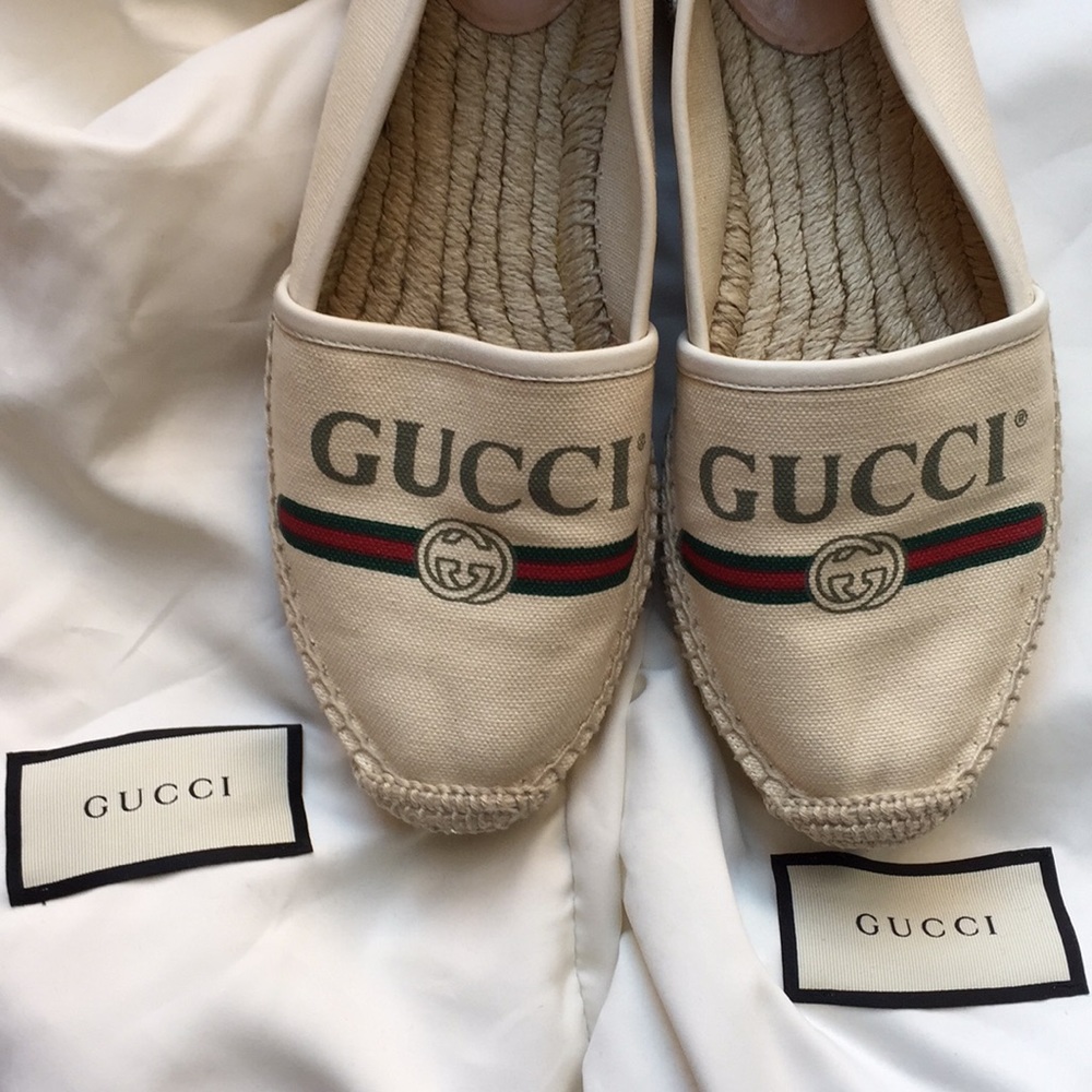 Gucci Logo Canvas Espadrilles with box & dust bag